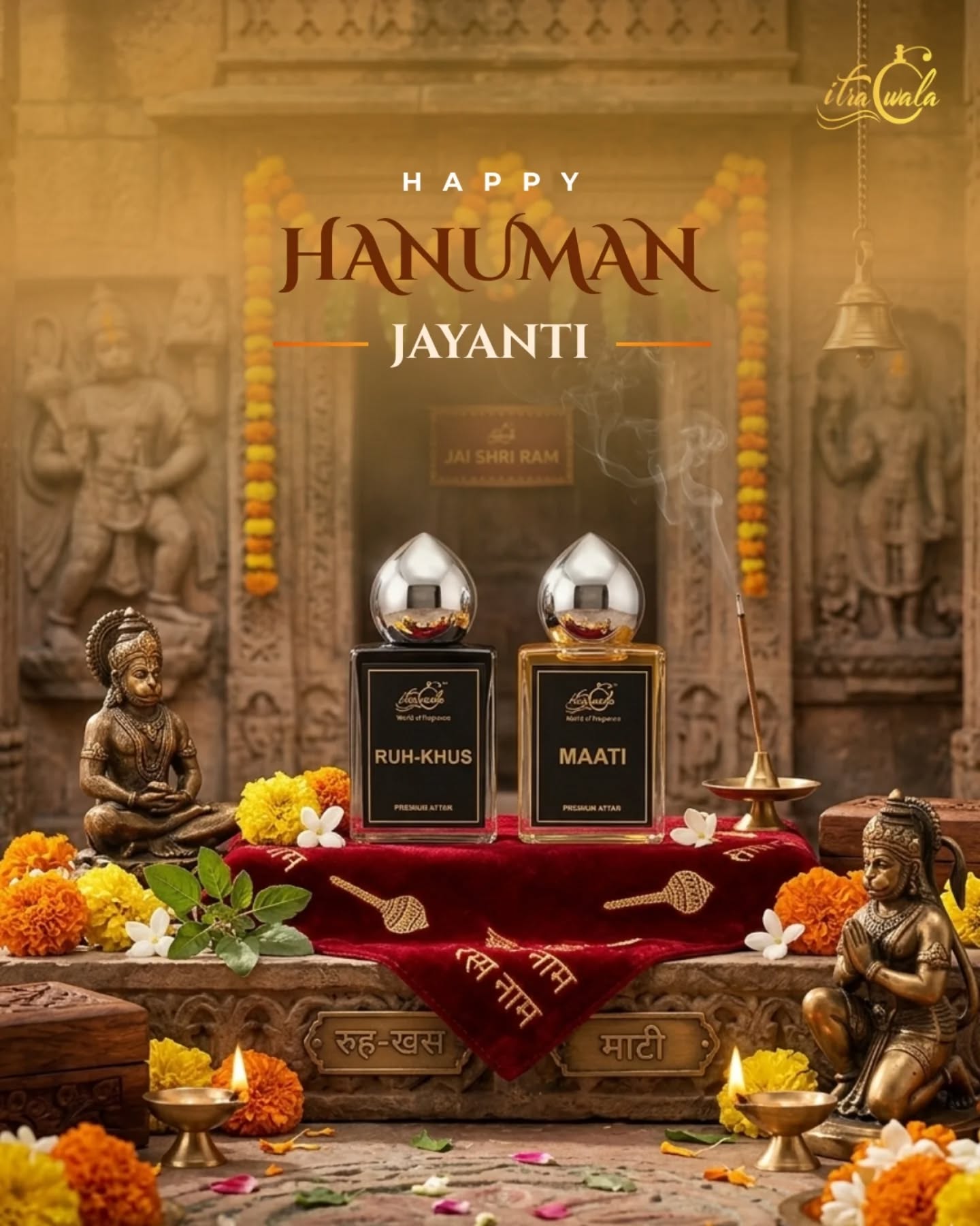 Celebrate strength, devotion, and divine fragrance this Hanuman Jayanti ✨
Let every drop you wear echo the power and purity of Bajrang Bali 🙏

Fragrance that stays. Faith that never fades. ❤️

#HanumanJayanti #JaiHanuman #BajrangBali #DivineFragrance #itrawala❤️
