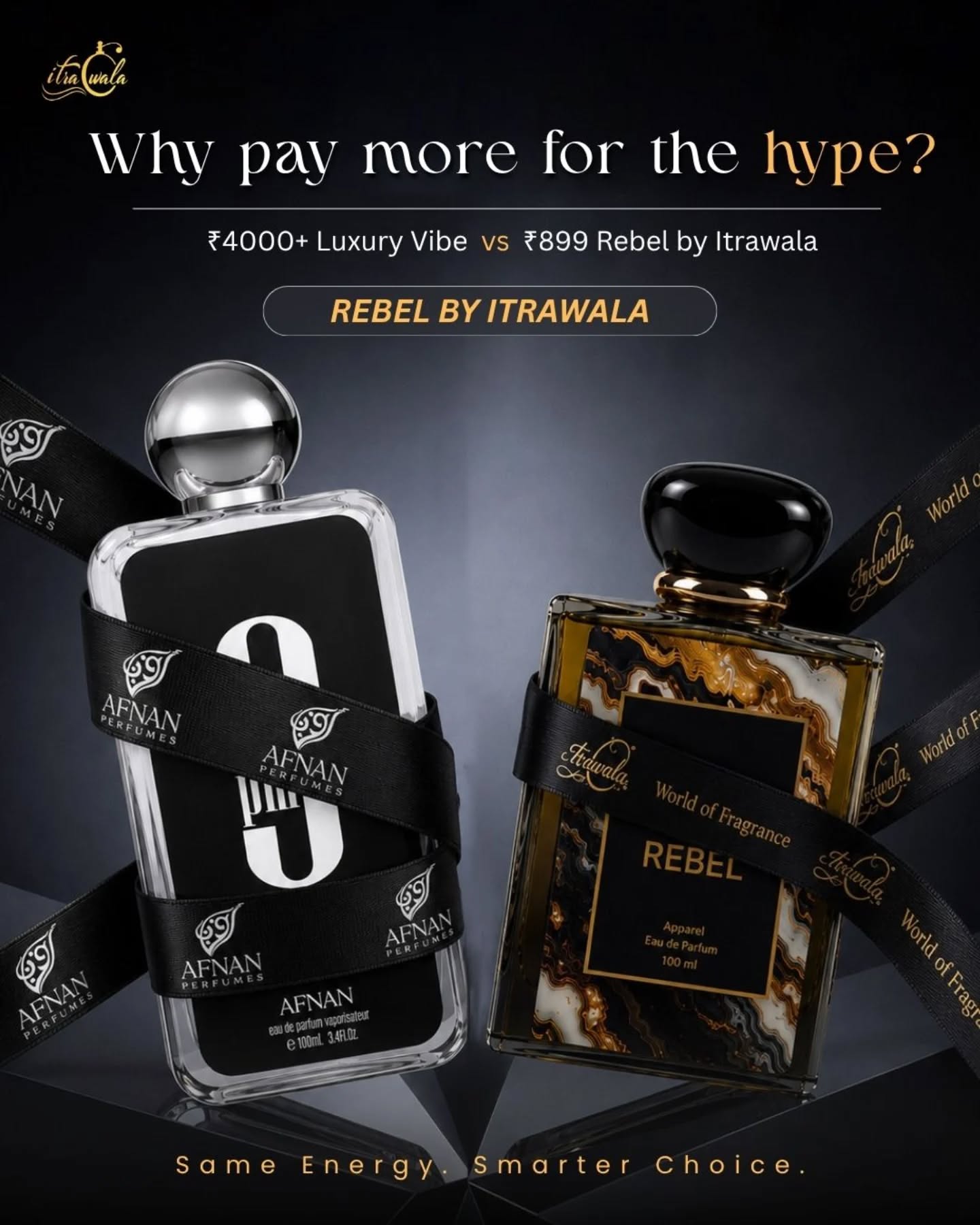 Love the luxurious scent profile of Afnan 9PM but don’t want to spend ₹4000+ on a perfume? 👀
Meet REBEL by Itrawala — inspired by the iconic fragrance DNA of Afnan 9PM, known worldwide for its rich sweet-spicy luxury vibe. 🔥
You get that same bold party energy, addictive sweetness, warm woody depth, and compliment-getting presence… but at a much smarter price. ✨
🍍 Fruity fresh opening
🌲 Smooth woody heart
🔥 Sweet caramel-musky dry down
If you love fragrances that smell premium, powerful, and unforgettable — REBEL is made for you.
Why pay more for the hype when you can experience the same vibe for just ₹899?
🛒 Available now on our website & Amazon.
Limited stock available.
#Itrawala #RebelPerfume #Afnan9PM #LuxuryInspired #AffordableLuxury